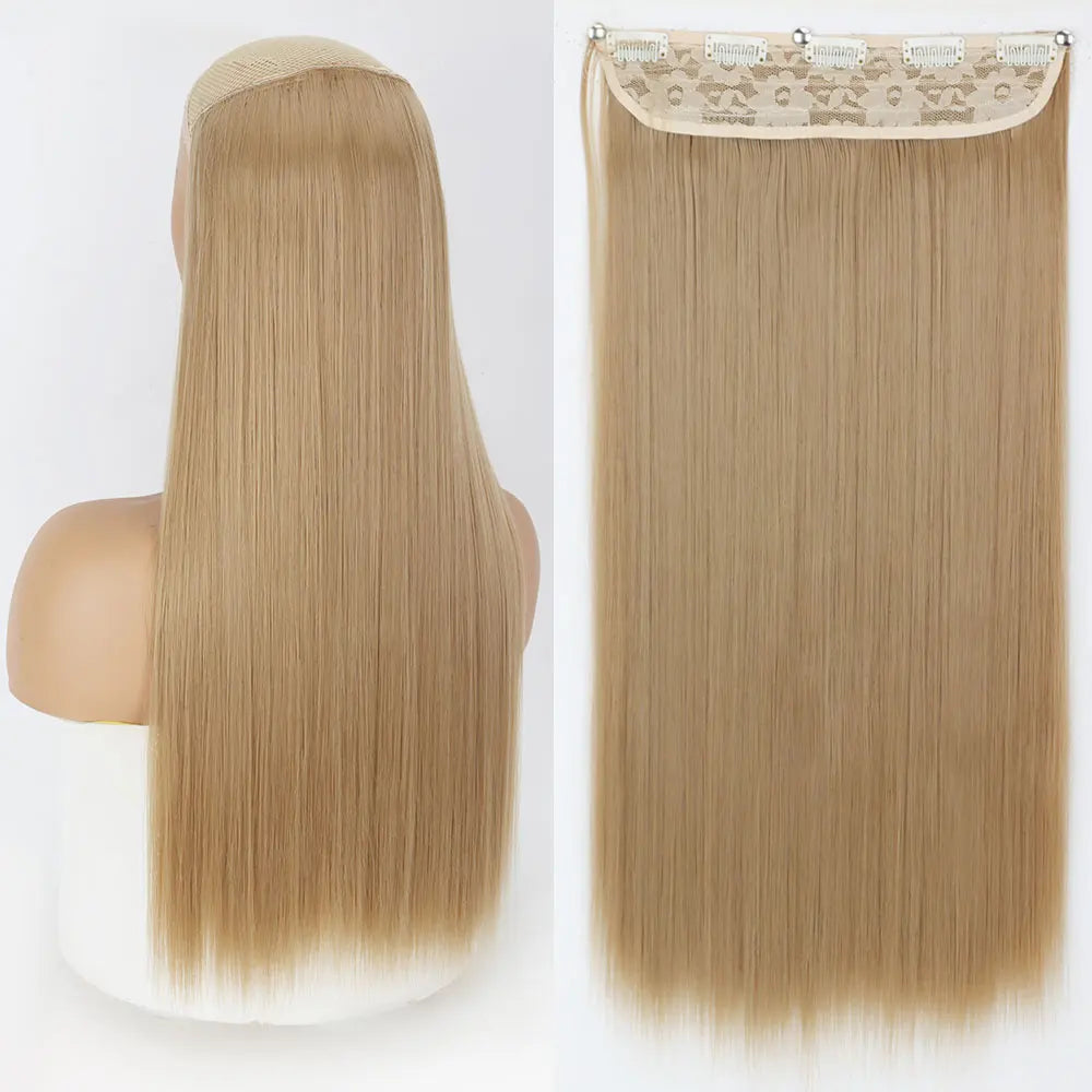 Heat-Resistant Clip-In Hair Extensions Five Clips for Dark Hair