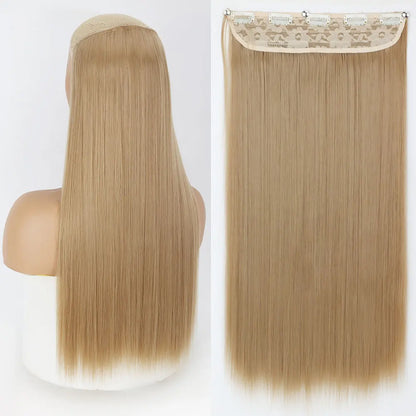 Heat-Resistant Clip-In Hair Extensions Five Clips for Dark Hair