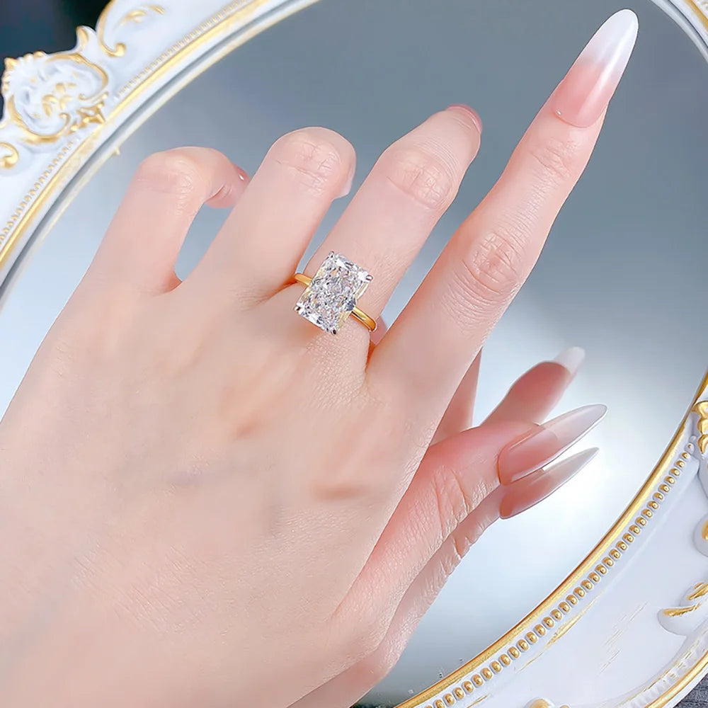 Radiant Ring Zircon Centerpiece In 18K Gold Plated 925 Silver For Women All Day Wear