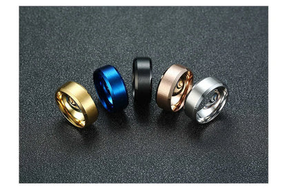 Bold Ring for Men with Stainless Steel Horus Cross Rhodium Plated 8mm