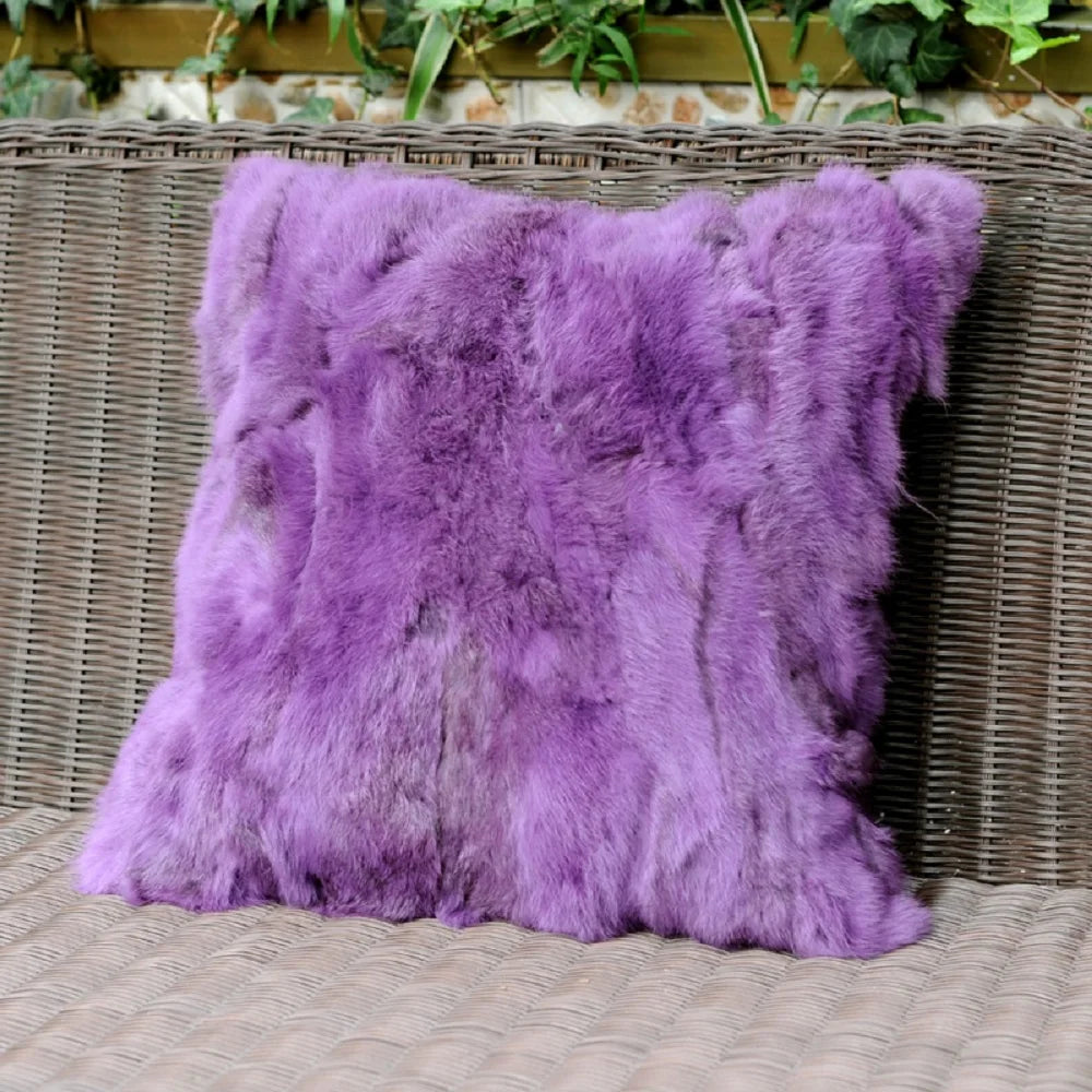 Natural Fur Patchwork Cushion Cover for Sofa, Genuine Rabbit Fur Cushion Cover, Home Decoration