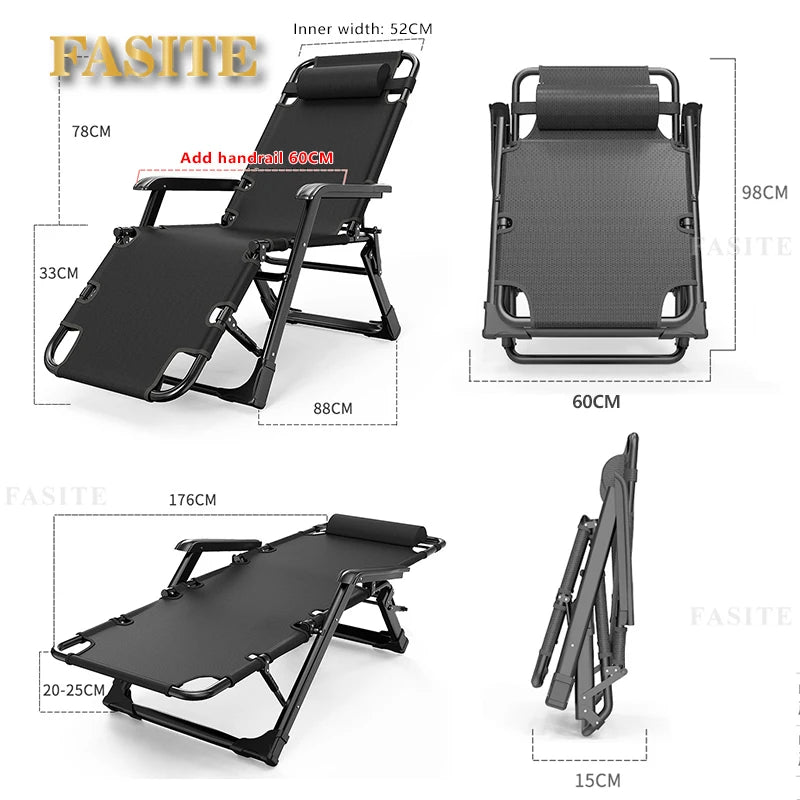 Portable office and household folding bed Ultra light height adjustable outdoor Camp bed Beach march recliner