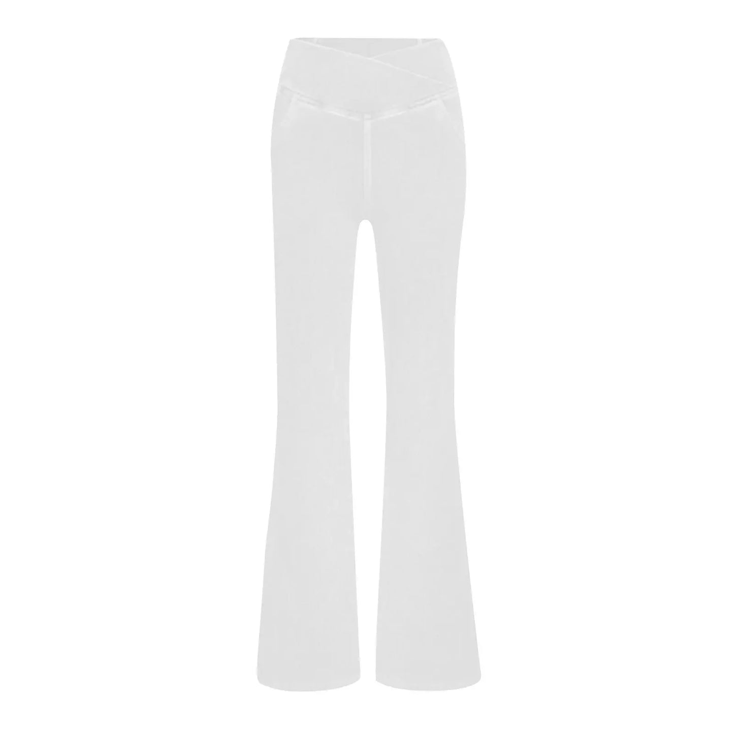 Stretch Pants High Waisted Crossover Flare with Bootcut Silhouette