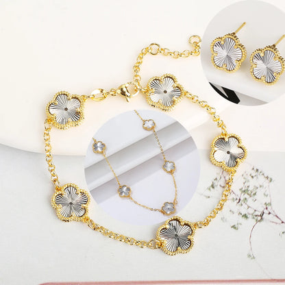 Silver Plated Rose Gold Clover Bracelet - Luxurious High Quality Jewelry for Women