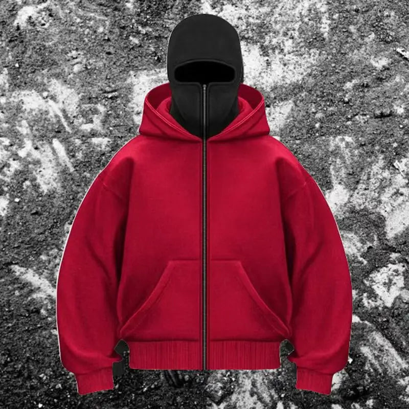Unisex Hooded Jacket with Double Hood and Zipper Closure in Loose Fit for Spring and Autumn