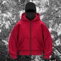 Unisex Hooded Jacket with Double Hood and Zipper Closure in Loose Fit for Spring and Autumn