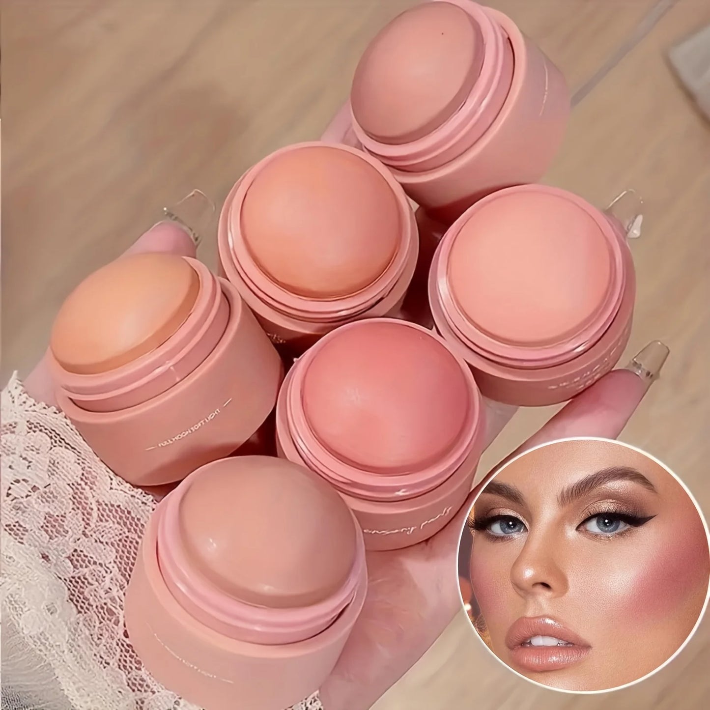 Waterproof Cream Blush Palette with Six Shades for All Skin Tones
