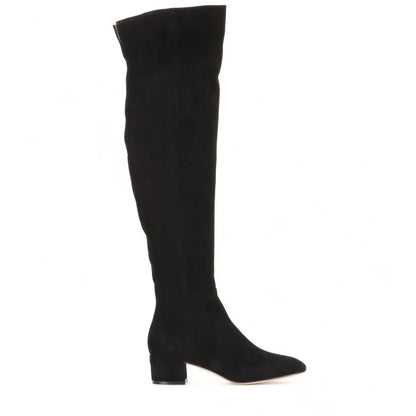 Women's stretch over-the-knee boots with block heel and side zip