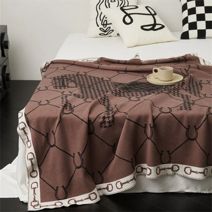 Acrylic Blanket Striped With Soft Texture Ultra Soft Knit Lightweight Construction