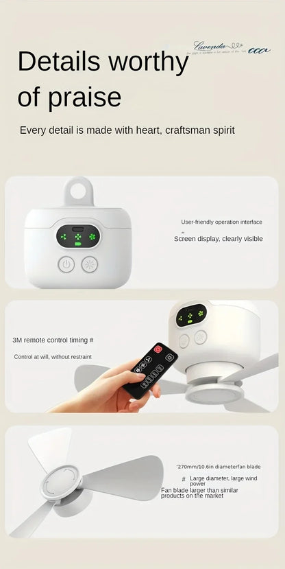 Portable USB Rechargeable Mini Fan With Light For Camping And Dorms