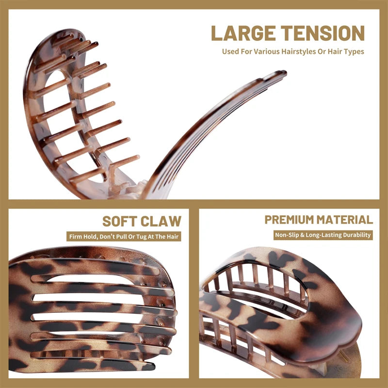 Leopard Claw Clip with Spoon Shape for Secure Hold and Smooth Glide