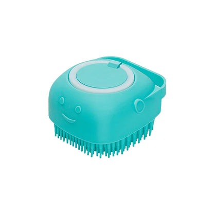 Pet Bath Brush With Soft Silicone Bristles And Dispenser For Dogs And Cats