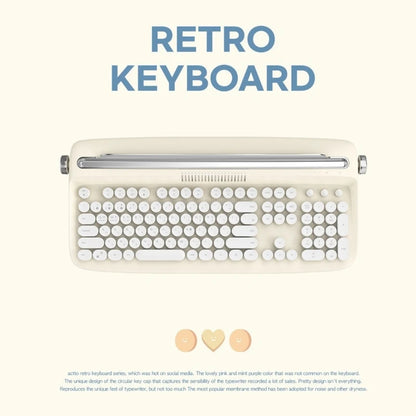 Retro Wireless Bluetooth Typewriter Keyboard 108 Keys Abs Office