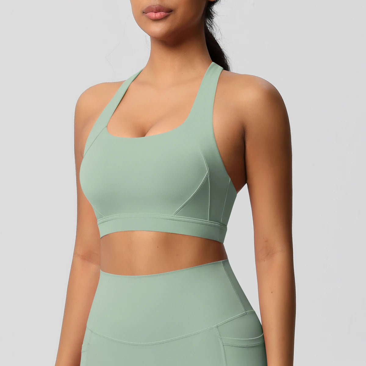 Women’s Yoga Bra Crop Top Nylon Elastane Supportive Sling Back