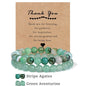 Beachwear Style Bracelet Set for Couples with Natural Amethyst Cat Eye Beads and Gift Card