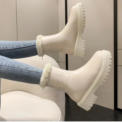 Winter Women Warm Plush Ankle Boots - Comfort Non-Slip Big Size Cotton Short Boots