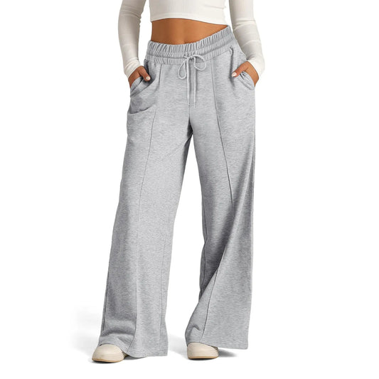 Warm Wide Leg Pants with High Waist Fleece Lining for All Day Warmth