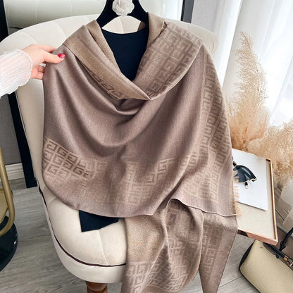 Sun-Protective Hijab Scarf with Golden Thread Accents for Styling