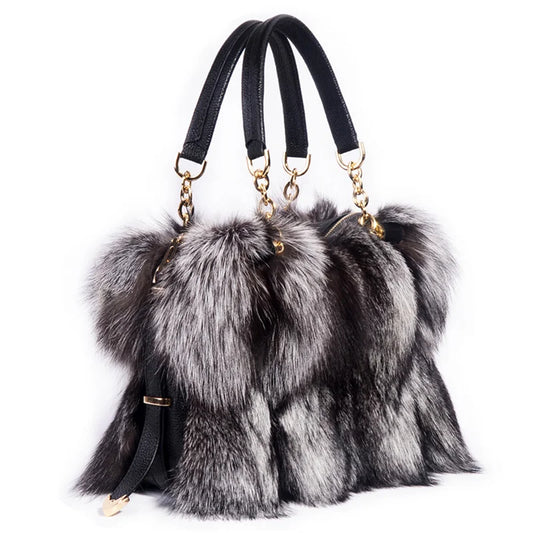 2026 New Clothing Designer Luxury Soft Fox Hair High-end Handbag Fashion Large Capacity Charm Women's Special Fur Bag