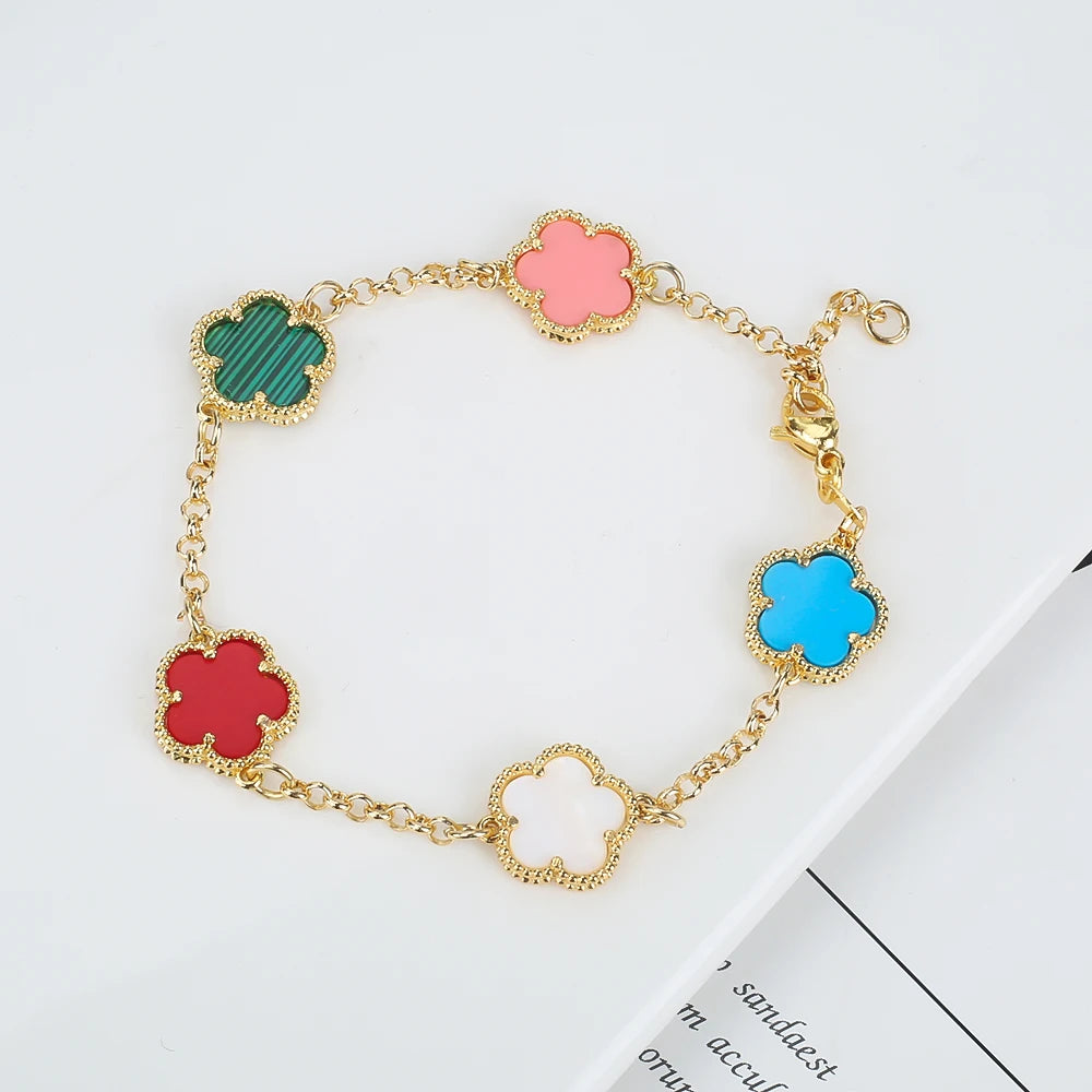 Silver Plated Rose Gold Clover Bracelet - Luxurious High Quality Jewelry for Women