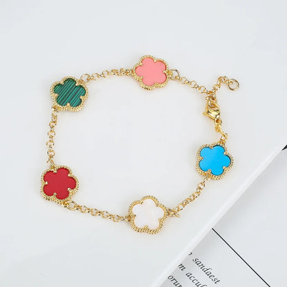 Silver Plated Rose Gold Clover Bracelet - Luxurious High Quality Jewelry for Women