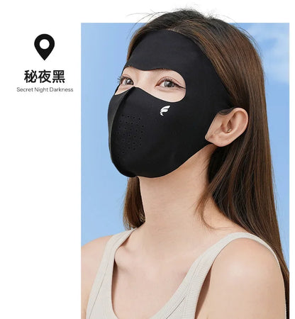 Ladies and Men's Summer Full Face Hyaluronic Acid Sunscreen Mask UPF 500+UV Protection Breathable Ice Silk Mask for Outdoor Spor