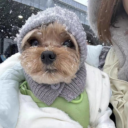 Dog Knitted Hat With Hooded Scarf Wool Cozy Winter Look