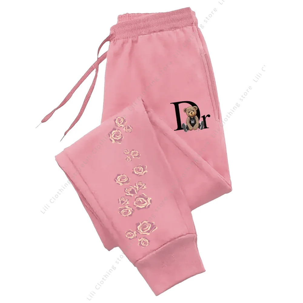 Soft Joggers with Bear Graphic Fleece-Lined for All Day Warmth