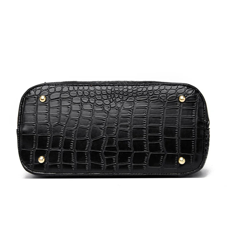 Crocodile-pattern handbag set with shoulder bags