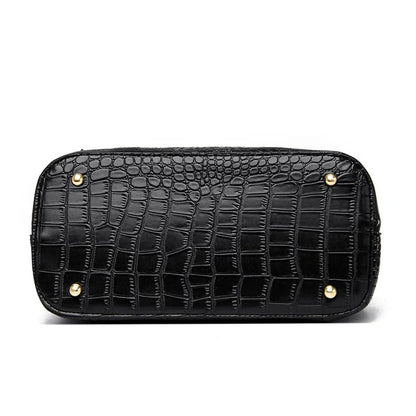 Crocodile-pattern handbag set with shoulder bags