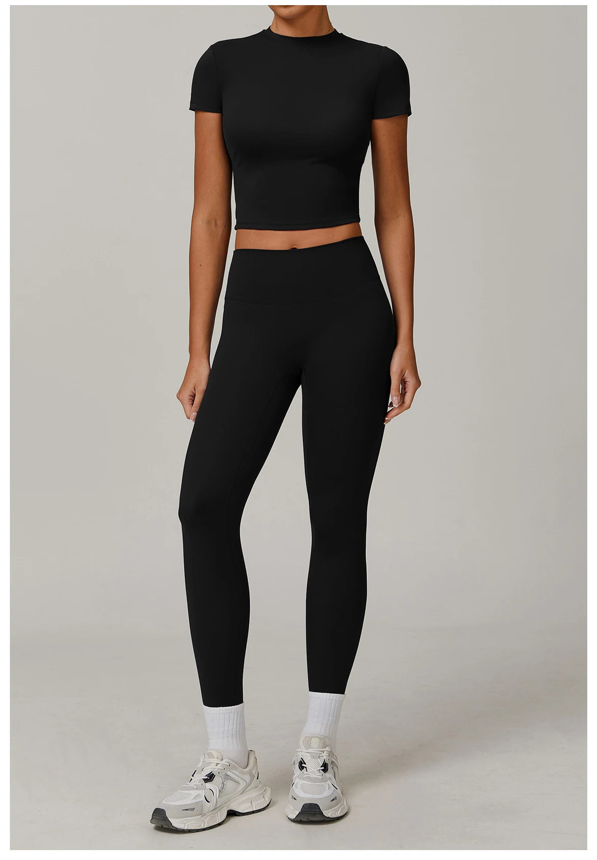 Women Yoga Set 2PCS Workout Set Sportswear Gym Clothing Fitness Long Sleeve High Waist Leggings Cycling Shorts WORKOUT REVOLUTION