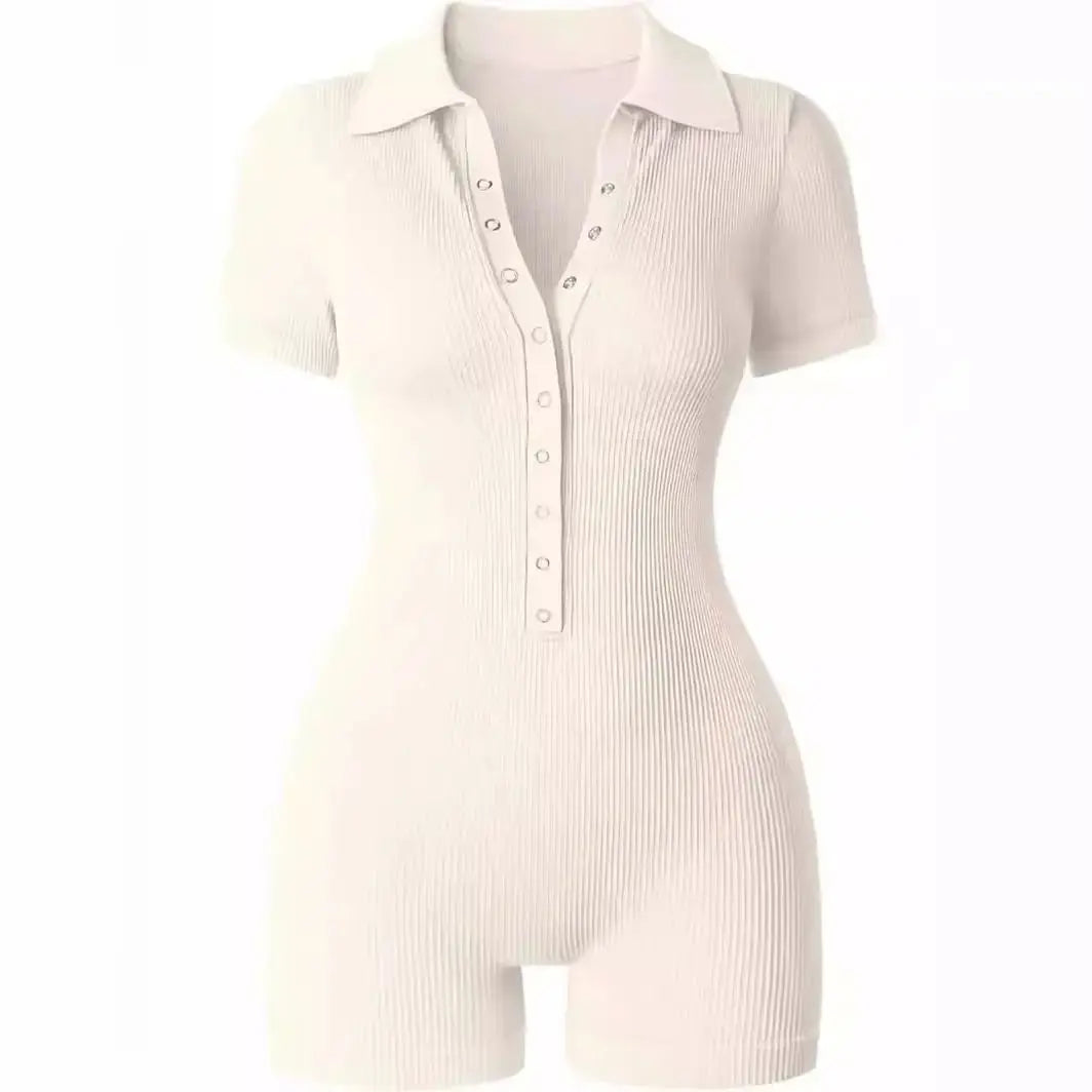 Breathable Collared Jumpsuit with Cinched Waist