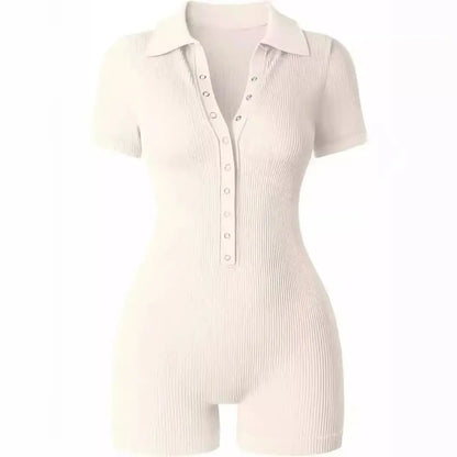 Breathable Collared Jumpsuit with Cinched Waist