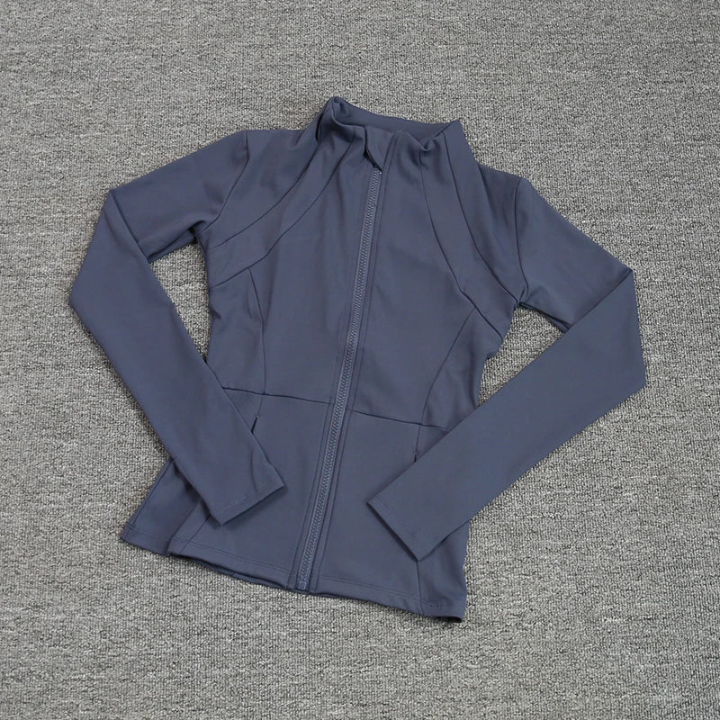 Luxe Yoga fitted Coat Women's Slimming Long Sleeve Fast Running Thin Pilates Fitness Suit Top Clothing