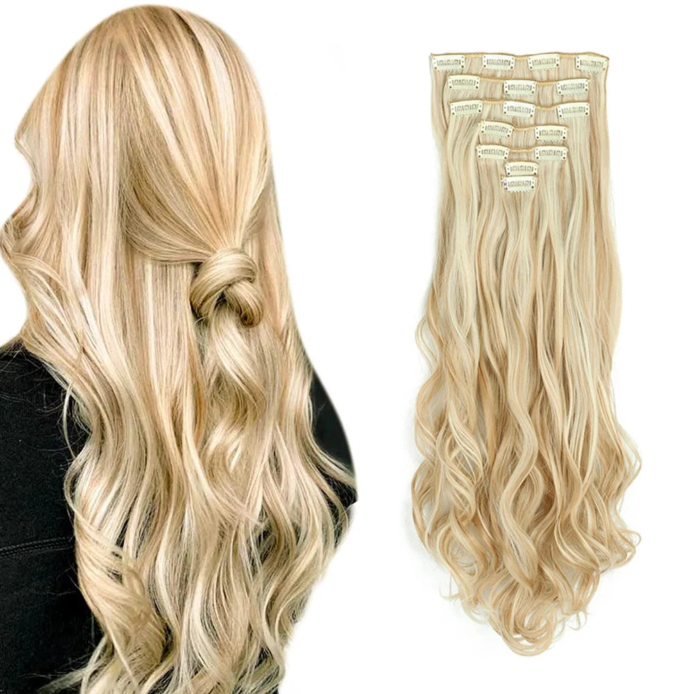 Lush Clip In Extensions 7 Piece Full Head 22 Inch Curly Wavy Hair