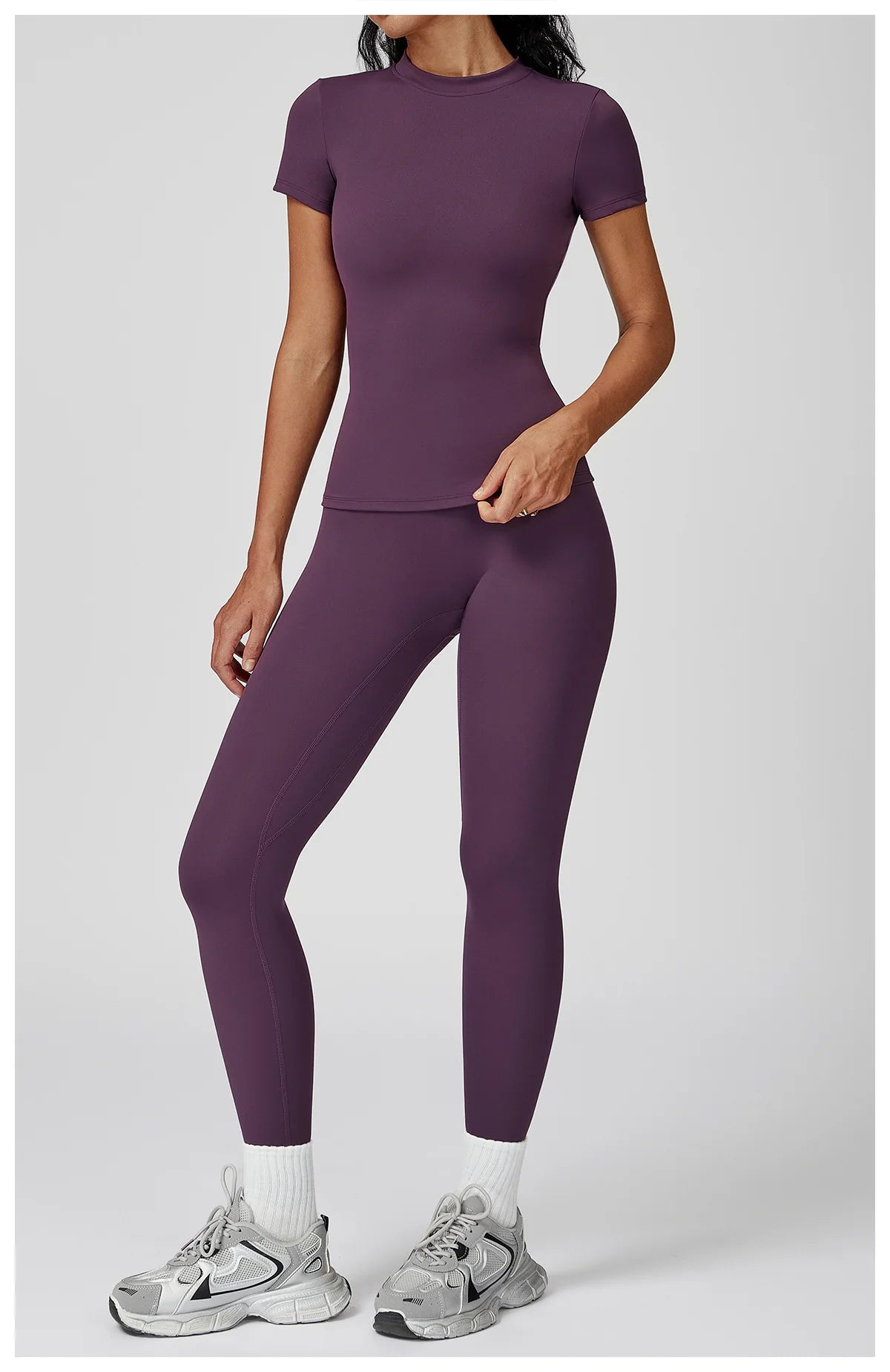 Women Yoga Set 2PCS Workout Set Sportswear Gym Clothing Fitness Long Sleeve High Waist Leggings Cycling Shorts WORKOUT REVOLUTION