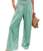 Women's Nylon-Cotton Blend Pants With Drawstring Wide-Leg And Mid Rise Breathable