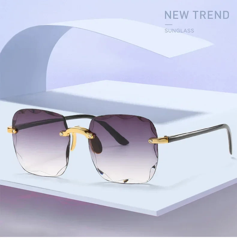 Rimless Sunglasses Unisex Square UV400 Protection All Day Comfort