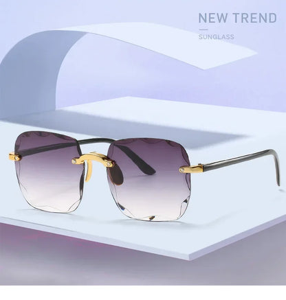 Rimless Sunglasses Unisex Square UV400 Protection All Day Comfort
