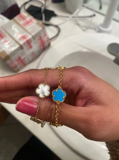 Silver Plated Rose Gold Clover Bracelet - Luxurious High Quality Jewelry for Women