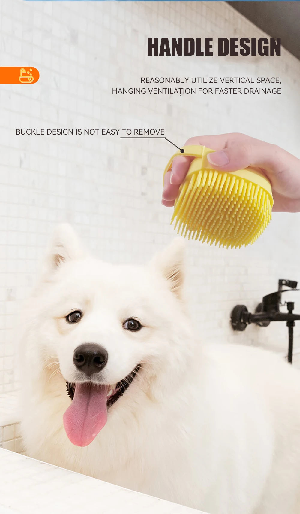Pet Bath Brush With Soft Silicone Bristles And Dispenser For Dogs And Cats