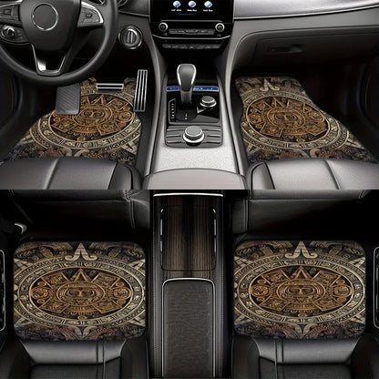 4Pcs Bohemian Car Floor Mats Rubber Back Heavy Duty Persian Carpet Dirty Resistant Car Decoration Car Floor Protector Rugs