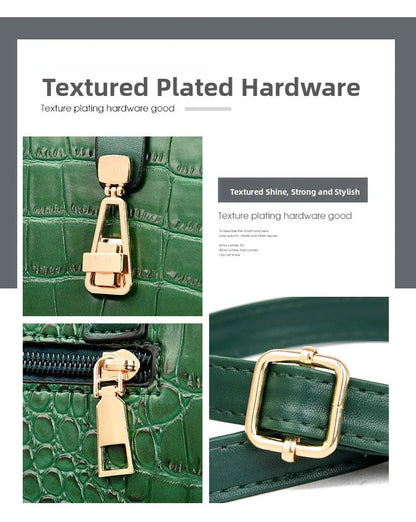 Crocodile-pattern handbag set with shoulder bags