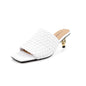 Woven Kitten Heel Sandals Open Toe With Sheepskin Cushioned Insole