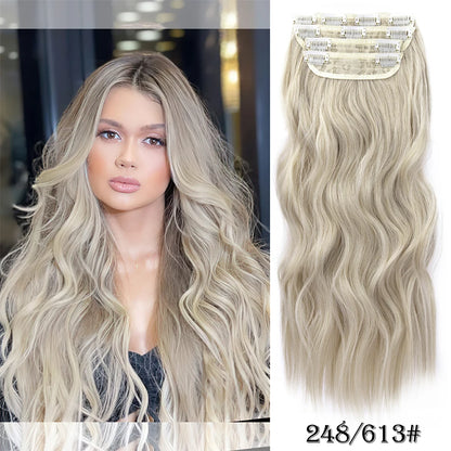 Synthetic Clip In Hair Extensions 11Color Synthetic Clip In Hair Extensions Long Wavy 4Pcs/Set Piece 11 Clip-In Hairpieces