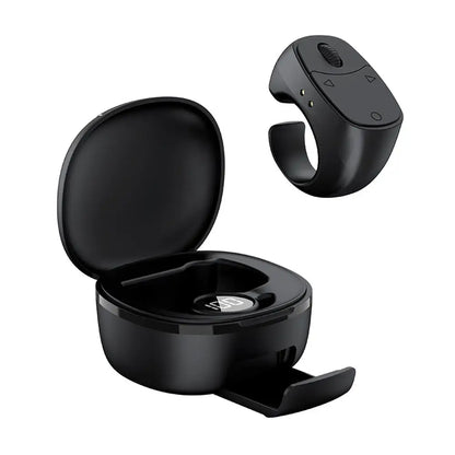 Bluetooth Ring Remote Control One Click Selfie Page Turning Roller Fingertip Controller for Phone Liking Scrolling Hands Free