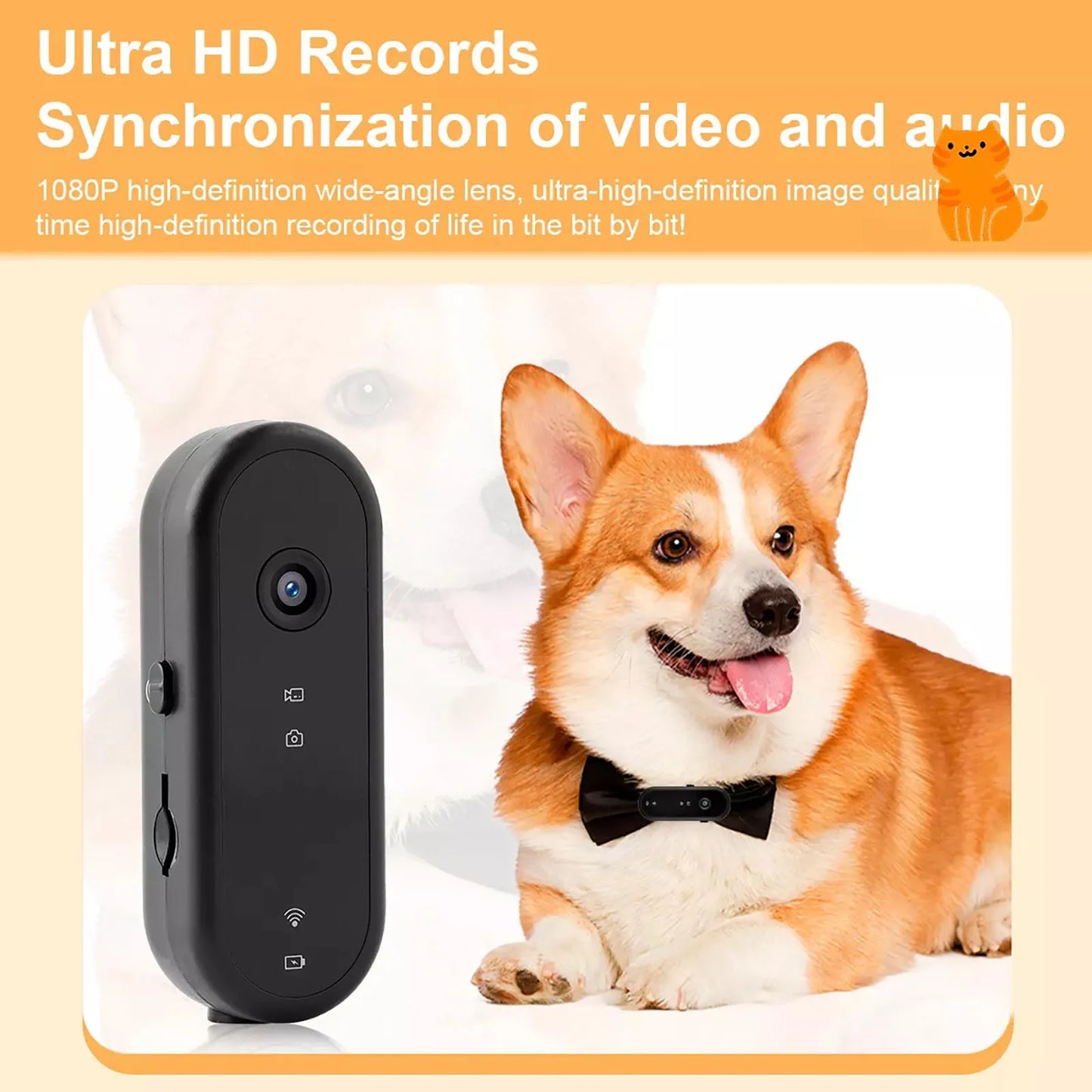 2-in-1 Pet Camera Collar - The ultimate fusion of pet POV and home security. Wireless Pet Dog Cat Collar Camera 120 Degree Wide Angle Pet Sports Action Camera Monitor For Video Records Indoor Outdoor 32GB