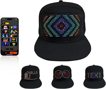 LED message display baseball cap with customizable text