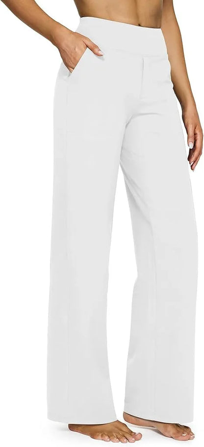 Yoga Pants Women Wide Leg Pants with Pockets High Waist Stretch Dress Casual Sweatpants Petite/Regular/Tall