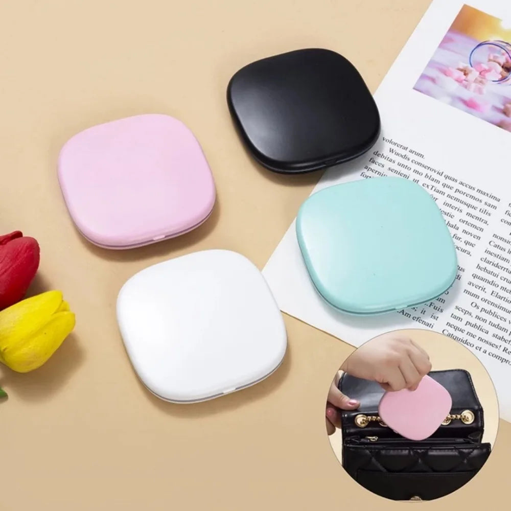 Makeup mirror rechargeable LED light compact with portable vanity tabletop design